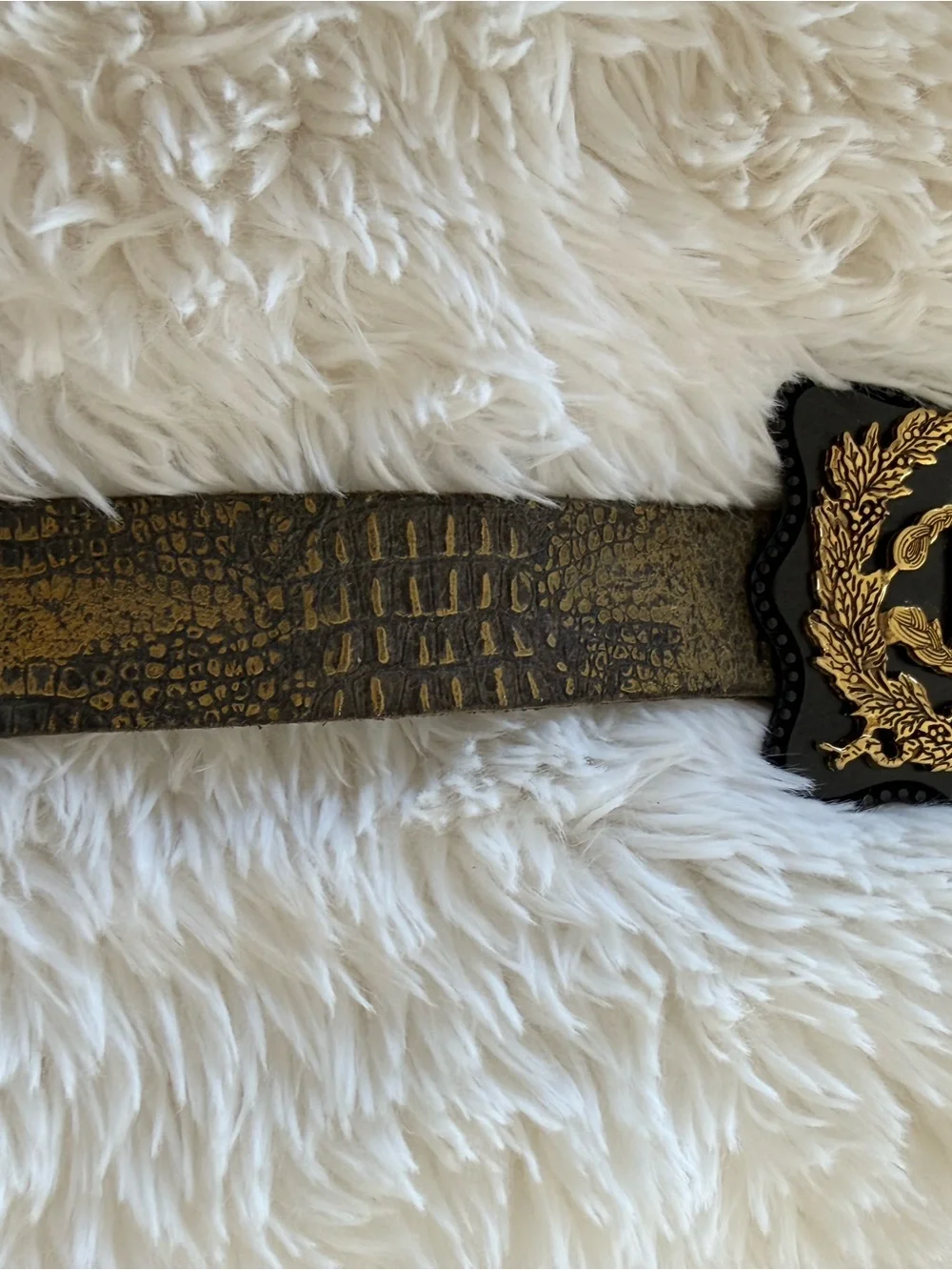 Just Cavalli Gold and Black Distressed Women's Belt